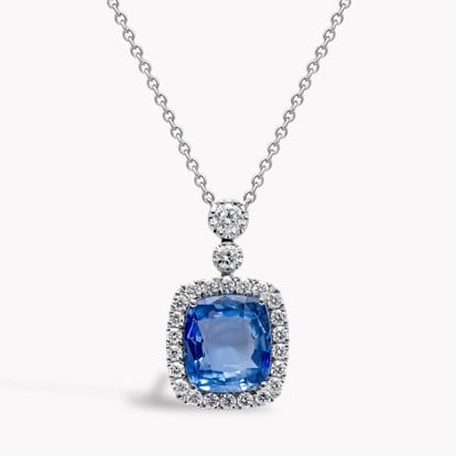 Antique Cushion Cut 5.06ct Sri Lanka Sapphire and Diamond Pendant