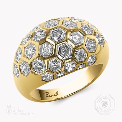 Honeycomb 3.54ct Diamond Bombé Ring in 18ct Yellow Gold