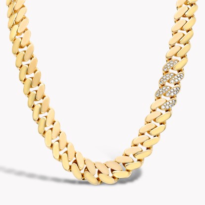 Fusion Long Polished Curb Link and 0.757ct Diamond Necklace