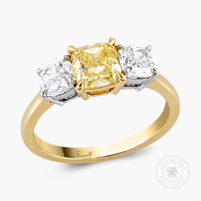 Cushion Cut 1.01ct South African Fancy Yellow Diamond Ring