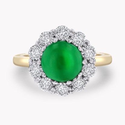 Cabochon Jadeite and Diamond Ring