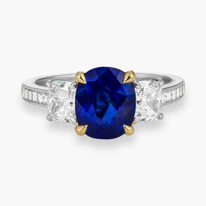 Cushion Cut 2.53ct Sapphire and Diamond Ring