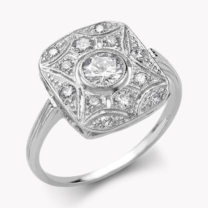 Art Deco Inspired Diamond Plaque Ring in Platinum