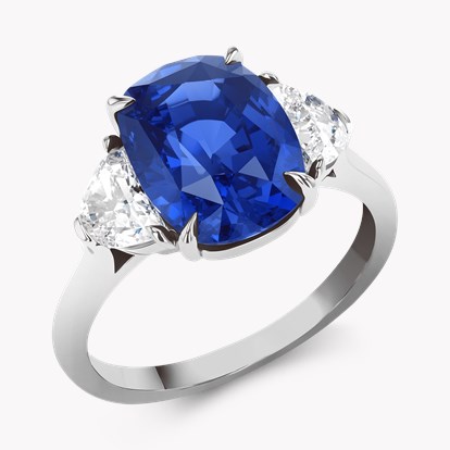 Sapphire and Diamond Ring - 4 Claw Setting 6.40ct in Platinum
