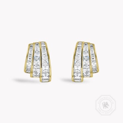 Manhattan 2.16ct Three Row Fan Diamond Earrings in 18ct Yellow Gold