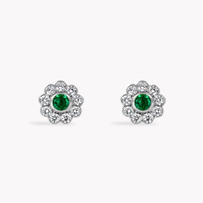 Contemporary Emerald and Diamond Earrings 0.84ct in Platinum