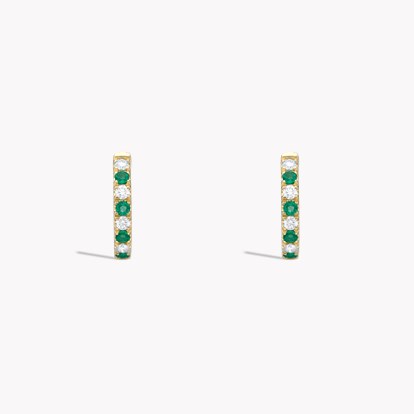Emerald & Diamond Half Hoop Earrings