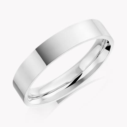 4mm Flat Court Wedding Ring in Platinum
