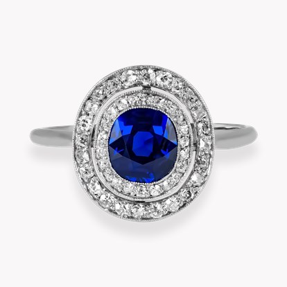 Oval Cut Sapphire and Diamond Target Ring