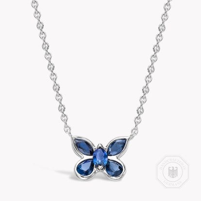 Butterfly Blue Sapphire Pendant 0.66ct in White Gold