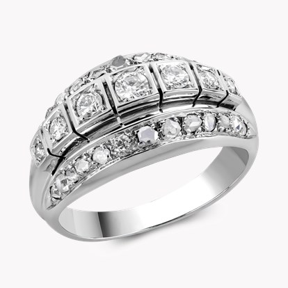 Old Cut Three Row Diamond Ring