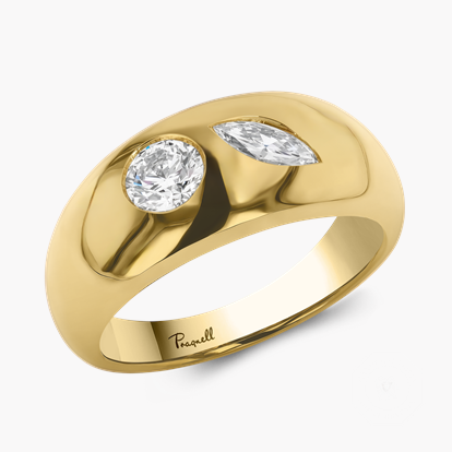 Stellar Brilliant Cut and Marquise Cut Diamond Bombé Ring
