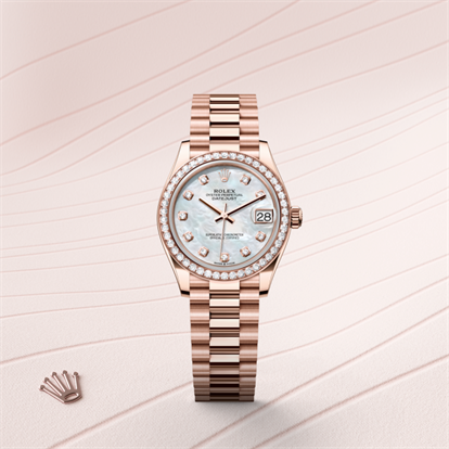 Datejust 31, Oyster, 31 mm, Everose gold and diamonds watch