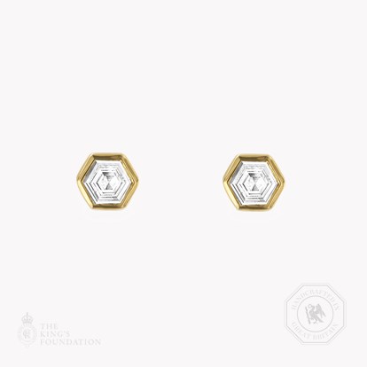 Honeycomb Diamond Solitaire Earrings 2.00ct in 18ct Yellow Gold