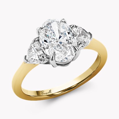 Venus Setting 2.01ct Botswana Diamond Three Stone Ring in 18ct Yellow Gold and Platinum