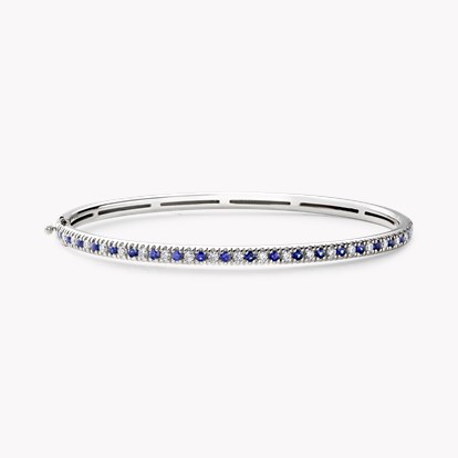 Sapphire & Diamond Half Hoop Bangle 1.18ct in 18ct White Gold