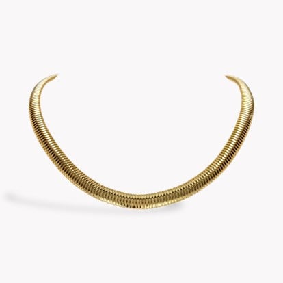 Fine Lines Half Round Shape Collar - Brilliant Cut 0.06ct in 18ct Yellow Gold