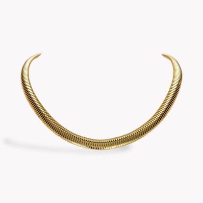 Fine Lines Half Round Shape Collar 0.06ct in 18ct Yellow Gold
