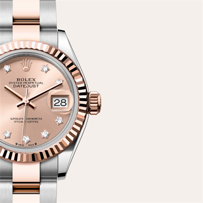 Lady-Datejust, Oyster, 28 mm, Oystersteel and Everose gold watch
