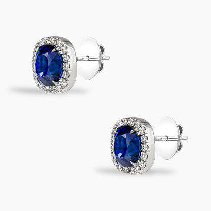 Cushion Cut 6.04ct Madagascan Sapphire and Diamond Earrings
