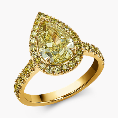 Masterpiece Celestial Fancy Yellow Pear Cut Diamond Ring 2.44ct in 18ct Yellow Gold