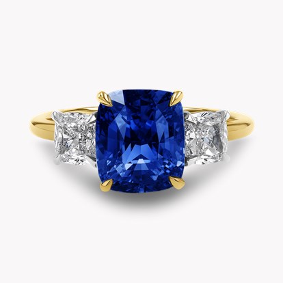 Madagascan 3.06ct Sapphire and Diamond Three Stone Ring