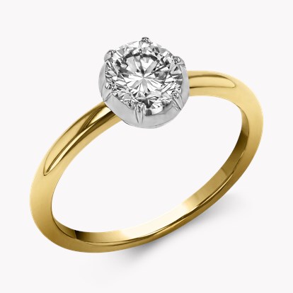 Georgian Setting 0.78ct Diamond Solitaire Ring in 18ct Yellow Gold & Platinum