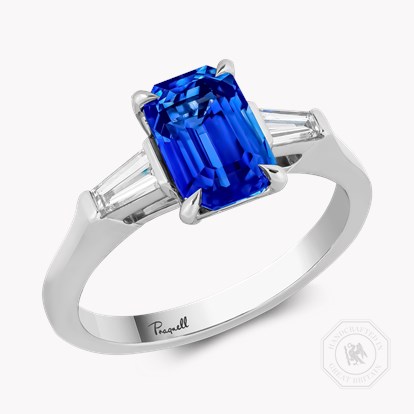 Octagonal Cut 2.24ct Sri Lankan Sapphire and Diamond Ring
