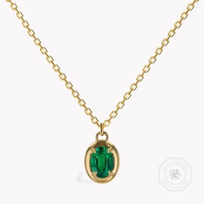 Skimming Stone 1.38ct Zambian Emerald Pendant in 18ct Yellow Gold