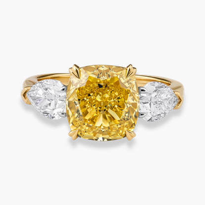 Masterpiece Cushion Cut 4.31ct Natural South African Fancy Vivid Yellow Diamond Ring