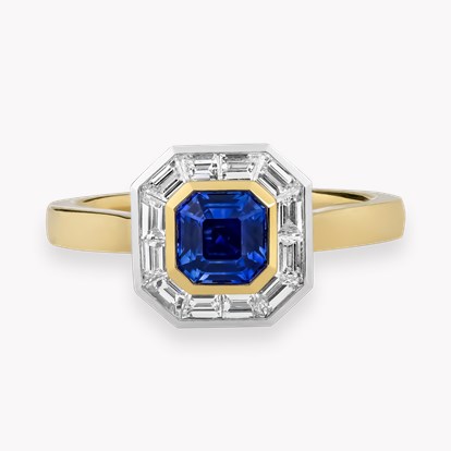 Asscher Cut 0.71ct Sapphire and Diamond Ring