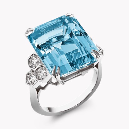 Lukusuzi Aquamarine and Diamond Ring 17.00ct in Platinum
