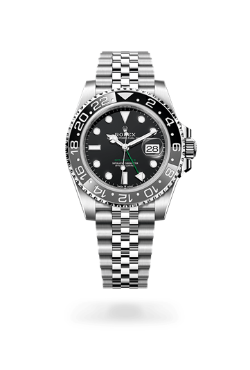 GMT-Master II * Oyster, 40 mm, Oystersteel with a Black Bidirectional rotatable 24-hour graduated bezel. Two-colour grey and black Cerachrom insert in ceramic, moulded numerals and graduations bezel and Jubilee, five-piece links bracelet
