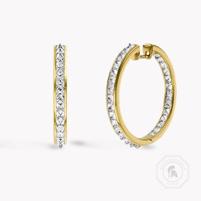 RockChic 4.60ct Large Inverted Diamond Hoop Earrings in 18ct Yellow Gold