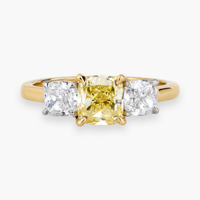 Cushion Cut 1.01ct South African Fancy Yellow Diamond Ring