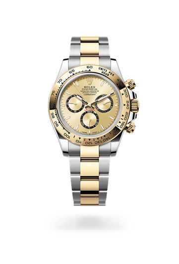 Cosmograph Daytona * Oyster, 40 mm, Oystersteel and yellow gold with a White, golden counter rings Fixed, with engraved tachymetric scale, in yellow gold bezel and Oyster, three-piece solid links bracelet