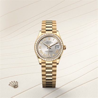 Datejust 31, Oyster, 31 mm, yellow gold and diamonds watch