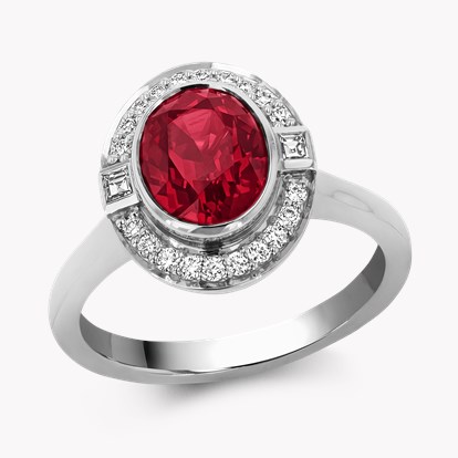 Mozambique 3.01ct Ruby and Diamond Cluster Ring in Platinum