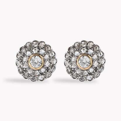 Victorian Old and Rose Cut Diamond Cluster Earrings