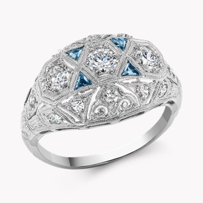 Art Deco 0.75ct Diamond and Sapphire Dress Ring in Platinum