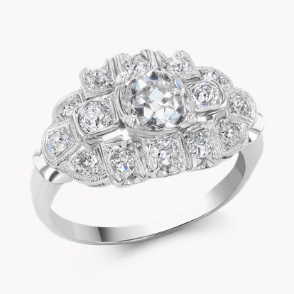 Old Mine Cut Diamond Cluster Ring