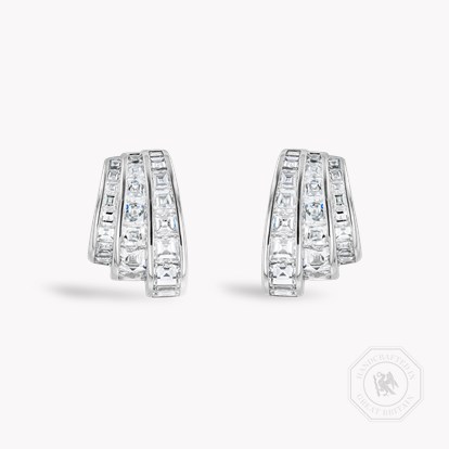Manhattan 2.25ct Three Row Fan Diamond Earrings  in 18ct White Gold 