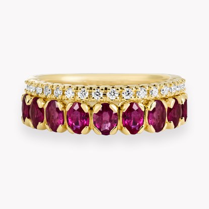 Oval Cut 1.70ct Ruby and Diamond Half Eternity Ring