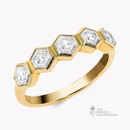 Honeycomb Five Stone Diamond Ring 1.25ct in 18ct Yellow Gold