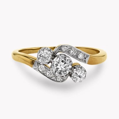 Edwardian Inspired 0.44ct Diamond Three Stone Diagonal Ring