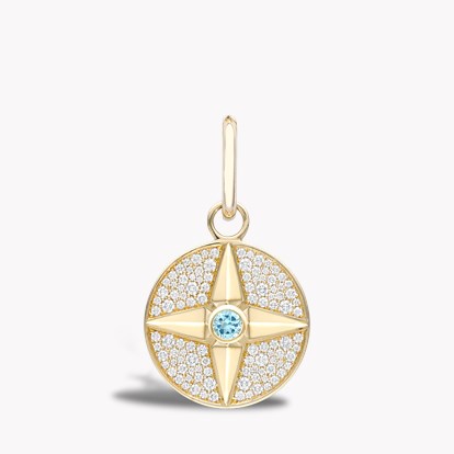 Blue Topaz Pendant Charm in 18ct Yellow Gold
