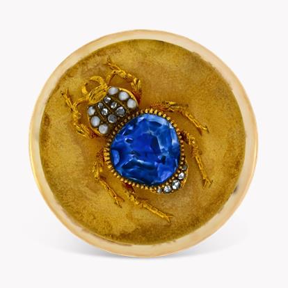 Victorian Sapphire Beetle Brooch 7.25ct in 14ct Yellow Gold