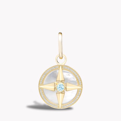 Aquamarine Pendant Charm in 18ct Yellow Gold