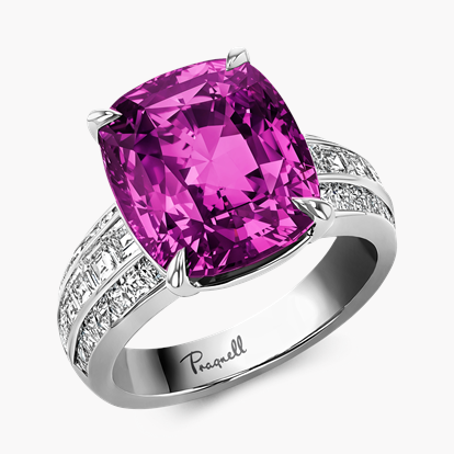 Masterpiece 11.07ct Sri Lankan Hot Pink Sapphire and Diamond Ring in Platinum