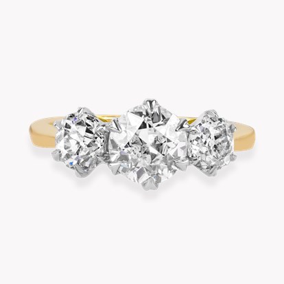 Coronet Old Cut 1.96cts Diamond Three Stone Ring